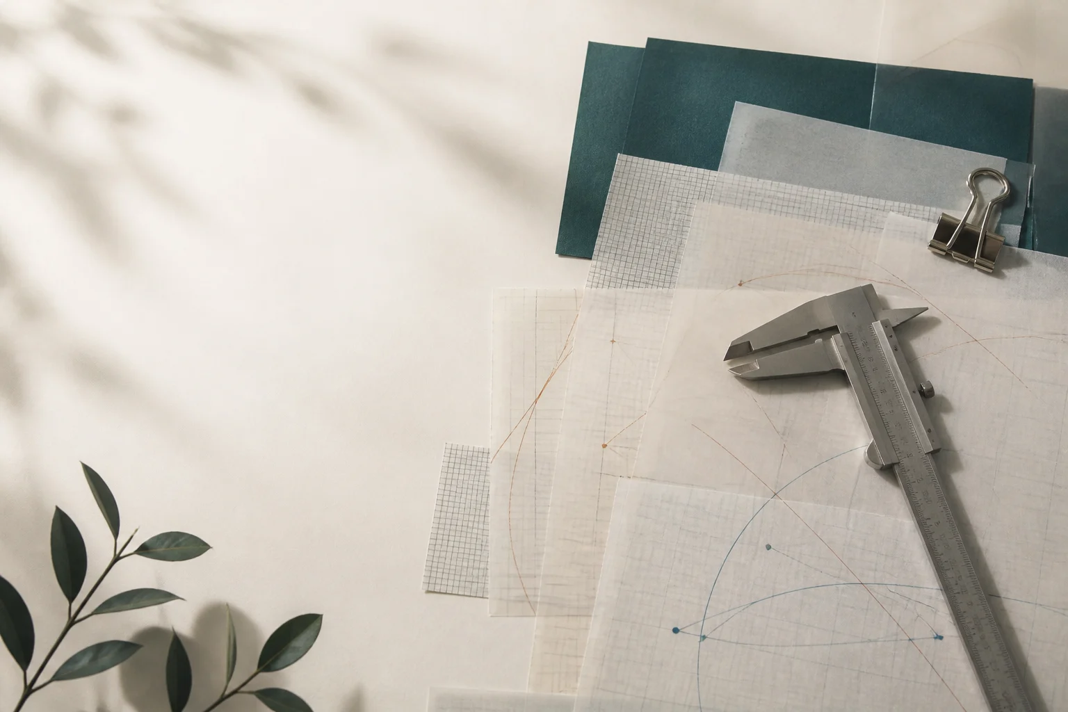 Graph paper, a precision caliper and plotted comparison lines